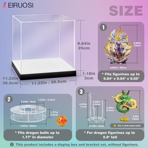 Shenron Acrylic Display Case, Clear LED Display Case Box for Dragon Shenlong Statue, Dragon Balls & Figure with Holder Stand, Dustproof Protective Showcase - Kids Birthday Christmas - size: Dragon Display Case 10.63x10.63x9.84in