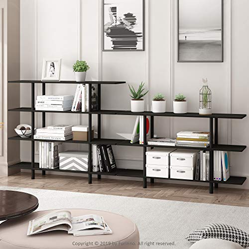 Furinno Turn-N-Tube 4-Tier Wide Display Shelf, Espresso/Black - color: Espresso/Black, style: 4-Tiers