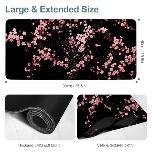 Cherry Blossom Extended Gaming Mouse Pad 35.4 x 15.7 Inch – Japanese-Inspired Desk Mat for Gaming, Office, and Study with Non-Slip Rubber Base - color: #42, size: 35.4 x 15.7 Inch