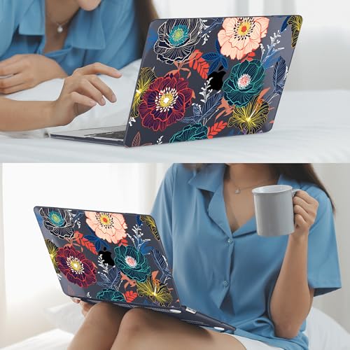 Mektron Case for 2026 MacBook Neo 13-inch A18 Pro chip A3404 Laptop Cover with 13-inch (Diagonal) Liquid Retina Display+ Keyboard Cover+ Screen Protector, Dahlia Flowers - color: Dahlia Flowers