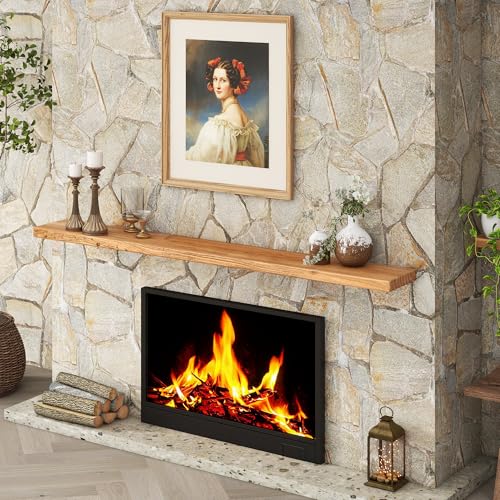 Fun Memories 72 Inch Floating Shelves for Wall, Rustic Solid Elm Wood Shelves for Home Decor, 8 Inch Deep Floating Shelf Wall-Mounted, Heavy-Duty Storage Shelf for Living Room, Bedroom, Kitchen - color: Usa-sourced Elm Wood, size: 72"W x 8"D