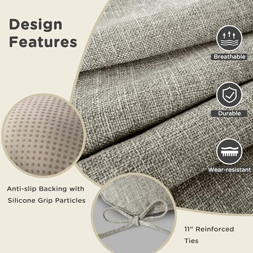 AddGrace Chair Cushions for Dining Chairs Set of 1 Kitchen Seat Cushions with Ties and Non Slip Backing Tufted Indoor Seat Pad for Kitchen Dining Room 18" x 17" x 3" Heather Grey - color: Heather Grey