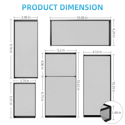 Marbrasse 5 Pack Desk Drawer Organizer Set, Mesh Drawer Storage Trays with 1 Adjustable Divider, Desk Organizers and Accessories, 5 PCS Drawer for Office Supplies, Makeup & Vanity (Black) - color: Black