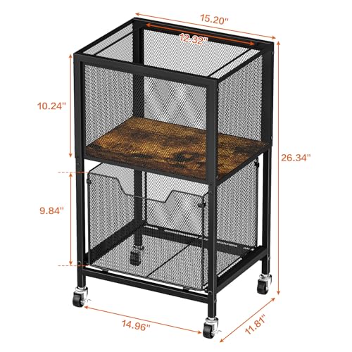 Tiaoheka Rolling File Cart, Mobile File Cabinet with Wheels Hanging Files, Hanging File Organizer Fit Letter/Legal Size Beside Under Desk for Office, Home(Patent Pending) - color: Black, size: 2L Drawers