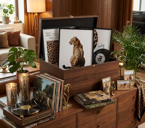 Set of 3 Trendy Leopard Canvas Wall Art Funky Lucky 8 Ball Posters Prints Preppy Room Aesthetic Cheetah Wall Decor Paintings Pictures for Girls Bedroom Apartment Dorm 12x16in Unframed
