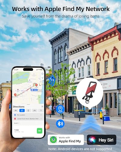 Keychain, Works with Apple Find My, Heavy Duty Keychain Bottle Opener, Carabiner Car Key Chains for Men & Women, Car Key Fob Holder, Anti-Lost Keys Tracker, Smart Keys Finder, Rechargeable, Red - color: Red