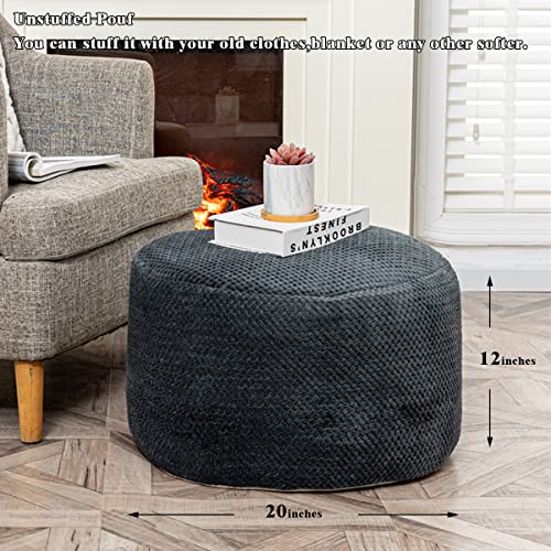 Asuprui Pouf Ottoman Unstuffed Ottoman Foot Rest No Filler Soft Foot Stool 20x20x12 Inches Fuzzy Chair Floor Pouf Chair with Storage for Living Room Bedroom Dark Gray - color: Dark Gray