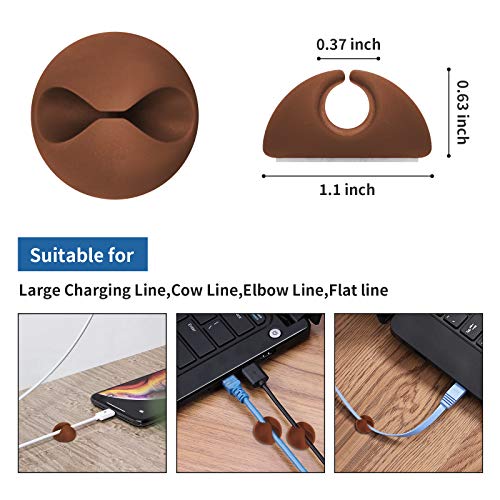 CHEFBEE 8 Pack Adhesive Cable Clips, Cable Cord Holder Organizer Management System for Desk, Wire Clips for All Your Computer, Electrical, Charging or Mouse Cord, Coffee - color: Coffee