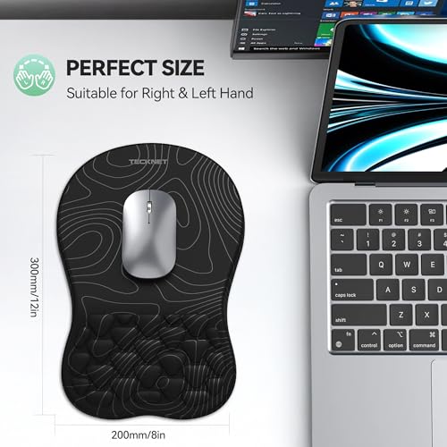 TECKNET Ergonomic Mouse Pad with Wrist Rest, Soft Mousepad with Massage Design, Memory Foam and Non-Slip PU Base for Pain Relief, Gaming Mouse Pad for Desk, Home, Office, 12x8 Inches, Black White - color: Black White