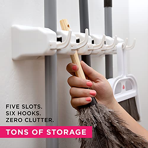 EXTRA GRIP Mop & Broom Holder Wall Mount - Wall Hanging Garden Tool & Utility Closet Organizer, Mop & Broom Hook, Broom Hanger Wall Mount, Mop Broom Organizer, Wall Mounted Broom Rack Storage (2 Pack) - color: White, size: 2 Pack