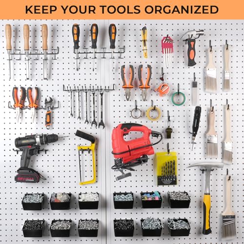 INCLY 300PCS Extra Thick Pegboard Accessories, 1/4" Heavy Duty Pegboard Hooks with Bins & Peg Locks, Peg Board Organizer Accessories Kit for Garage Wall Attachments Hanging Tools