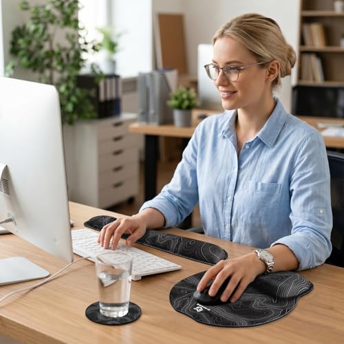 Gimars Upgrade 3 in 1 Enlarge Superfine Smooth Gel Ergonomic Mouse Pad Wrist Support and Keyboard Wrist Rest for Computer, Laptop, Mac, Gaming and Office, Durable, Comfortable and Pain Relief, Map - color: Map