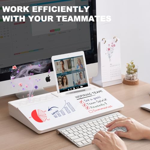 Small Glass Desktop Whiteboard Dry-Erase-Board - Computer Keyboard Stand White Board Surface Pad with Aromatherapy, Desk Organizers with Accessories for Office, Home, School Supplies - color: Aroma - White
