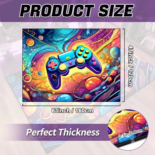 Game Area Rug Teen Boys Carpet, 3D Gaming Rugs Gamepad Controller Mat for Boys Girls Bedroom Playroom, Non-Slip Scrawl Style Gamer Rugs Children Gaming Area Rugs(Scrawl Style 1, 63" x 47") - color: Scrawl Style 1, size: 3'11" x 5'3" (Rectangular)