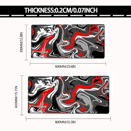 Large Mouse Pad for Desk - Gaming Mouse Pad with Stitched Edges, Anti-Slip Base, Desk Pad for Keyboard and Mouse - color: Abstract Red, size: 31.5L x 15.8W inches