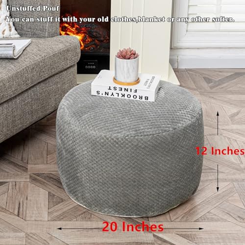Asuprui Pouf Ottoman Unstuffed Pouf Ottoman Foot Rest No Filler Foot Stool Floor Pouf 20x20x12 Inches Fuzzy Chair Floor Chair Foot Rest with Storage for Living Room Bedroom Light Gray Pouf Cover - color: Light Gray