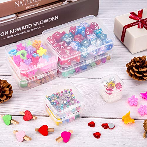 SATINIOR 24 Packs Small Clear Plastic Beads Storage Containers Box with Hinged Lid for Storage of Small Items, Crafts, Jewelry, Hardware (3.5 x 2.4 x 1.2 Inches) - size: 3.5 x 2.4 x 1.2 in