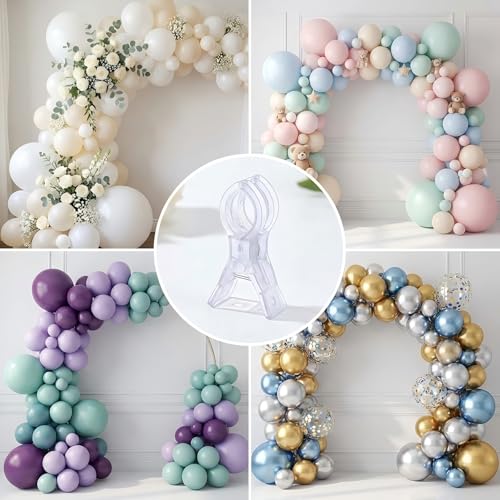 Balloon Arch Clips, Transparent, 20pcs, 3.54inch | Large Plastic Spring Clip, Heavy Duty Clamps, Clear, For Backdrop, For Balloon Arch