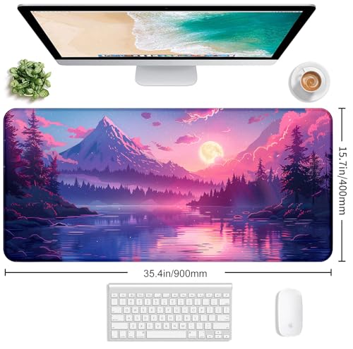 Sunset Mountain Landscape Extended Mouse Pad Game Office Sewing Table Mat | Large Extended Mouse Pad; Full Desk Coverage; Waterproof Coating; Stable Anti-Slide Base For Gaming, Office, Study Daily Use - color: Mountain Scenery