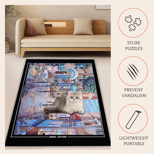Jigsaw Puzzle Mat Roll Up - 2000 1500 1000 500 Pieces Puzzel Matte, Black Roll-Up Puzzles Mats Felt Save Trays for Sorting Table Board Clear Sheets, Frame Keeper Storage Accessories for Adults - size: 500-2000 Pieces