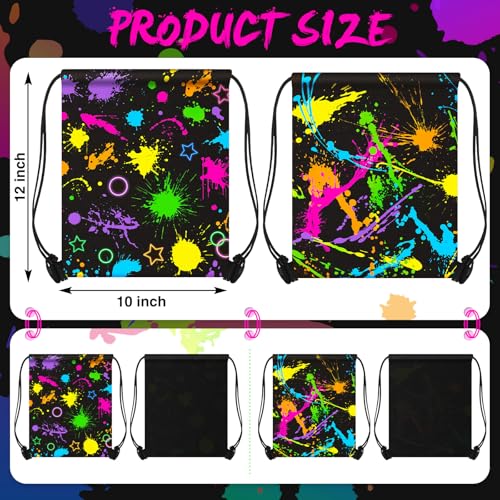 Yiyiring 16 Pcs Glow In The Dark Gift Bags Neon Treat Drawstring Bags Party Supplies for Light Birthday Party Travel Camping Supplies Decorations (Glow) - style: Glow