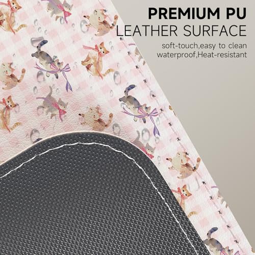 AUPET PU Leather Desk Pad Protector Blotter, Animal 35 x 17in Large Mouse Pad,Cute Office Desk Mat,Waterproof Non-Slip Desk Writing Drawing Pad for Office Home Game (Cats with Bow tie) - color: Cats With Bow Tie