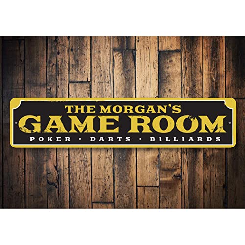 Aluminum Sign Game Room Poker Darts Billiards Personalized Themed for Home Metal Wall Decor Entertainment Space Hanging Plaque with Pre-Drilled Holes 4x18 Inch - size: b) 4 x 18 Inches
