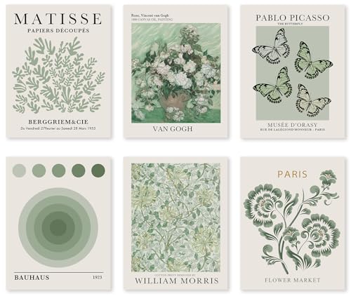Crocothemis Abstract Matisse Wall Art Exhibition Posters, Vintage Art Boho Art Prints, Retro Room Decor for Aesthetic Bedroom, green wall art, Unframed, 8 x 10 Inch(Green)-B02 - color: O Sage green, size: 8x10 in Unframed