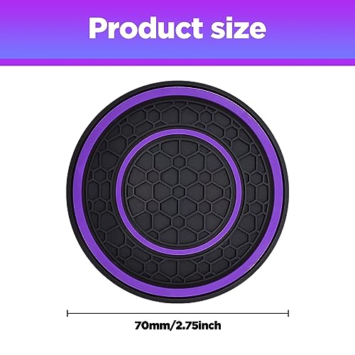 2 PCS Car Cup Holder Coaster,Car Coasters Cup Mats,2.75 Inch Universal Car Cup Coasters,Non-Slip Anti Dust Mats Cup Holder Insert Coaster, Suitable for Most Car Interior (Purple) - color: Purple