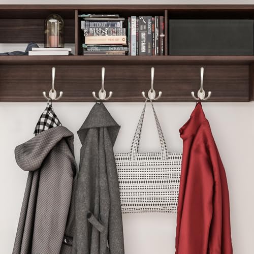 IBosins 18 Pack Big Heavy Duty Three Prongs Coat Hooks Wall Mounted with 36 Screws Wall Hooks Retro Double Utility Rustic Hooks for Coat, Backpack, Towel, Robe - color: 18 Pcs Matte Nickel