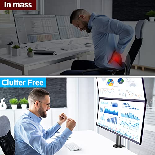 MOUNTUP Dual Monitor Stand, Vertical Monitor Mount for 2 Max 32 inch Stack Screen Monitors, Height Adjustable, Swivel, Tilt Monitor Desk Mount with C Clamp Grommet Base, Home Office - size: Dual