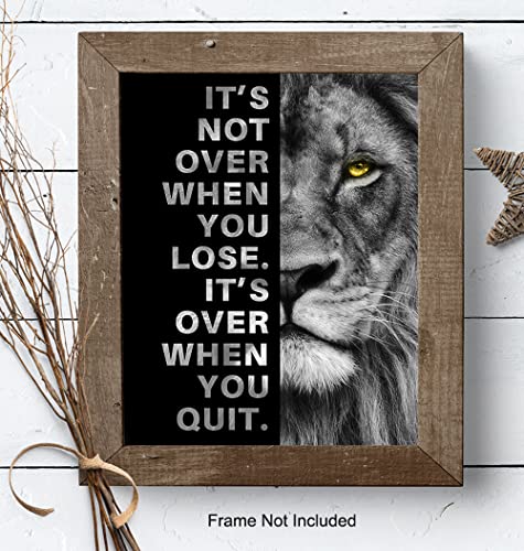 YELLOWBIRD ART & DESIGN Motivational Wall Art & Decor - Positive Quotes - Motivational poster - Office Wall Art - Lion Wall Decor Inspiration Motivation Man cave Gym Wall Decor for Men - size: 8"L x 10"W, style: Unframed