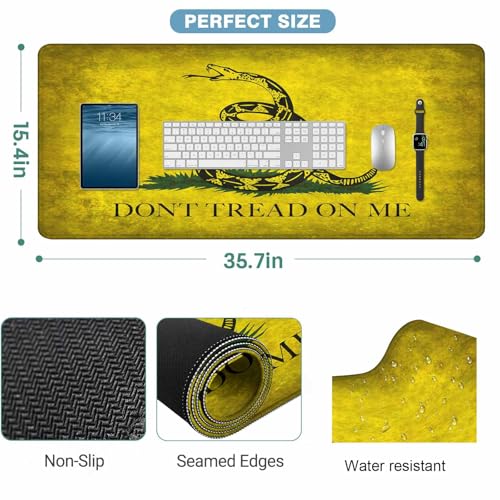 Gadsden Flag Mouse Pad Don't Tread on Me Flag Rattlesnake Keyboard Mat Large Gaming Mousepad for Desk,Office,Bed 35.4"X15.7" - color: Gadsden Flag