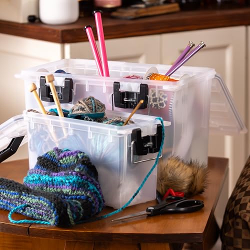 Sheffield 12722 Storage Bins With Lids, 2-Pack Stackable Storage Bins, Made in USA, Lockable and Water-Resistant Containers with Lids, Plastic Containers for Home, Classroom, and Dorm - color: Frost, size: Combo