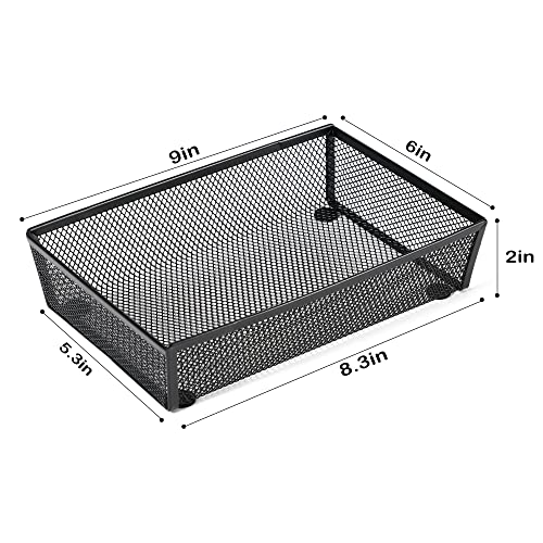 BYCY Silverware Drawer Organizer, Mesh Utensil Organizer for Kitchen Storage, Black Steel Metal Mesh Tray for Flatware Fork Spoon Knife (9x6-4P-Black) - color: 9x6-4P-Black