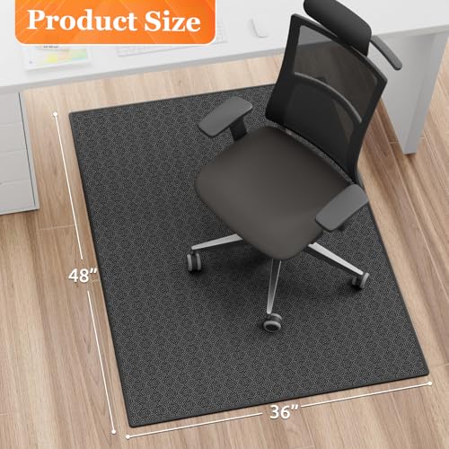 KMAT Office Chair Mat, 36x48in Heavy Duty Hardwood/Tile Floor Protector, Floor Mat Computer Desk Mat for Rolling Chairs, Work, Study, Office, Black - color: Black, size: 36"x48"