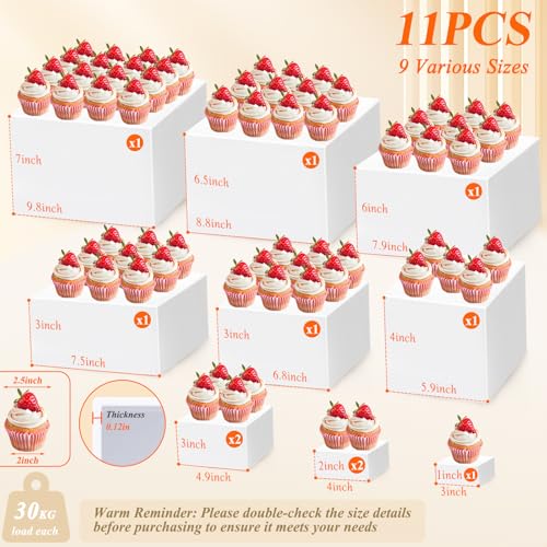 11 Pcs Buffet Risers and Stands with Mini Table Sign and Makers, Food Risers for Buffet Table Display Stand for Party Catering Dessert Jewelry Collectible (10" 9" 8" 7.5" 6.8" 6" 5" 5" 4" 4" 3") - color: 10"9" 8" 7.5" 6.8" 6" 5" 5" 4" 4" 3"