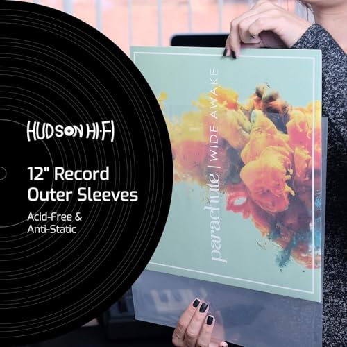 Hudson Hi-Fi Anti-Static Vinyl Record Sleeves - Durable Clear Disc Sleeves- Protect Your LP Albums from Scratches, Dust & Dirt - Acid-Free Rice Paper Disc Covers, 50x Outer Sleeves - size: 50 Outer Sleeves