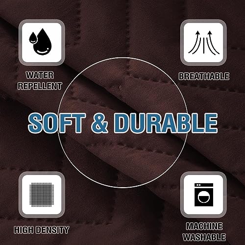 H.VERSAILTEX Armrest Covers for Sofa Water Resistant Couch Arm Covers Remote Control Holder Sofa Armrest Organizer for Magazine, Tablet, Phone, iPad(Set of 2, Brown/Beige) - color: Double Diamond-brown/Beige