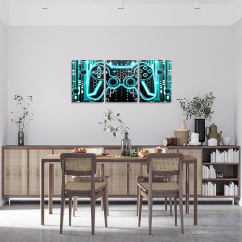 Feelyou Boys Girls Gamer Picture Wall Decor Gaming Canvas Wall Art for Living Room Bedroom Kids Gamepad Wall Painting Posters Modern Game Console Controller Teens Bathroom Wall Art 12"x16"x 3Pcs - color: Multi A04