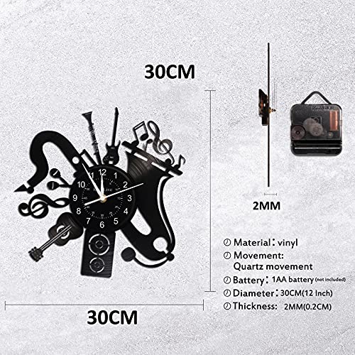 KingLive Music Vinyl Record Wall Clock, Music Room Decoration, Music Theme Wall Clock. (Music B) - color: Music B