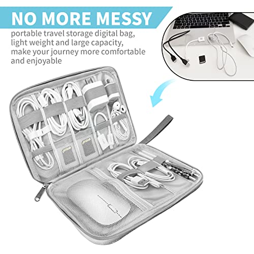 Lcsmaokin Electronics Organizer Travel Case,Electronic Accessories Storage Bag,Portable Waterproof Cable Organizer Bag,with 5 Cable Ties,for Travel,Work-Grey - color: A-Grey Set, size: Single Layer