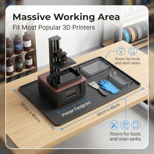 Frezonika Silicone Mat for 3D Printers, Anti-Slip Pad Compatible with Flashforge, Comgrow, Elegoo, Bambulab and Most of 3D Printers, Desk Surface Protector 3D Printer Accessories 23.6x15.8in (Black) - color: black