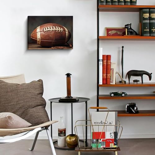 TOCDGOO Vintage American Football Wall Art, Framed 12x16 inches Inspirational Poster Sports Canvas Print for Man Cave Farmhouse Decor - color: Framed (16"x24")-B