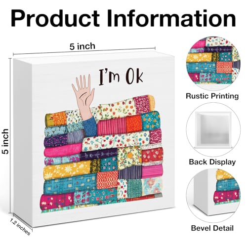 Funny Sewing Decor Wooden Sign - Sewing Gifts for Quilters Craft Lover, Christmas Birthday Gifts for Women Mom Grandma, I'm Ok Home Table Desk Decor - color: Ok