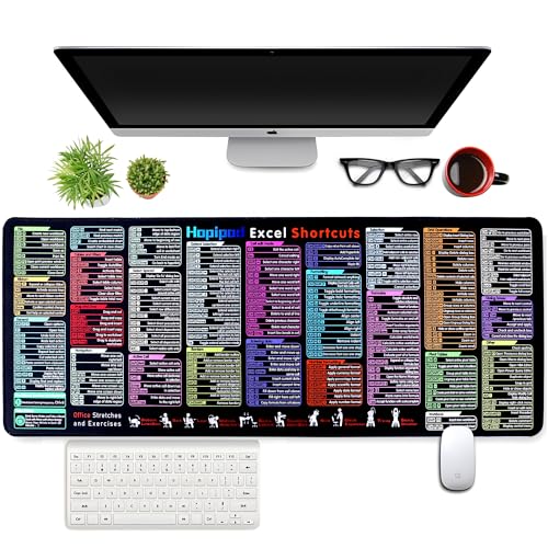 Excel Cheat Sheet Desk Pad (2026 Pro) — 231+ Shortcuts Mouse Pad for Keyboard and Mouse, XXL Waterproof Non-Slip Desk Mat for Office, Home, Gaming, Data Analysis, 31.5 x 11.8 in - color: Excel