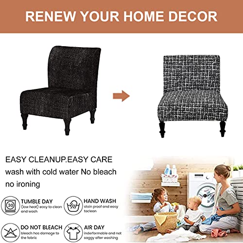 Eco-Ancheng Armless Chair Slipcover Removable Armless Accent Chairs Covers Washable Armless Slipper Chair Slipcover Printed Armless Chair Furniture Protector Covers for Living Dining Room Hotel - color: A8