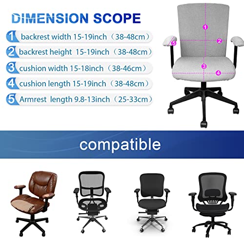 Tallew 4 Pcs Office Chair Covers Set Computer Universal Protective Stretchable Chair Seat Covers Desk Armrest Slipcovers Pads Office Cushion Backrest for Rotating (XL,Silver Gray) - color: Silver Gray