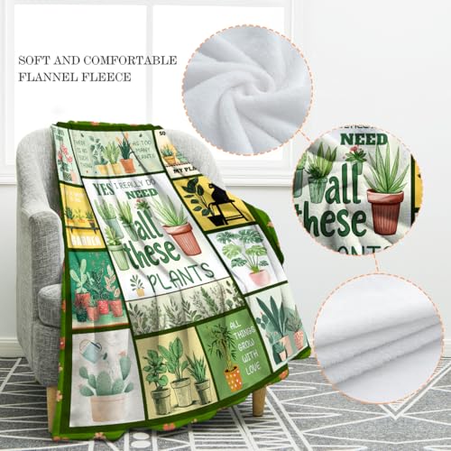 Jekeno Green Potted Plants Flowers Blanket Floral Gifts for Women Kids Girls Mom Wife Sister Female Friends Birthday Christmas Halloween Easter Decor Home Bedroom Living Room Throw Blanket 50"x60" - color: Green Red Orange, size: 50"x60"