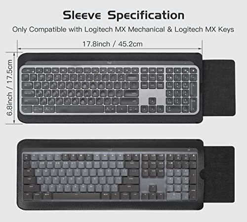 Protective Keyboard Case for Logitech MX Keys S & Logitech MX Keys & Logitech MX Mechanical Wireless Illuminated Keyboard, Logitech MX Keys S PU Leather Keyboard Sleeve Case, Black - size: Logitech MX Keys S